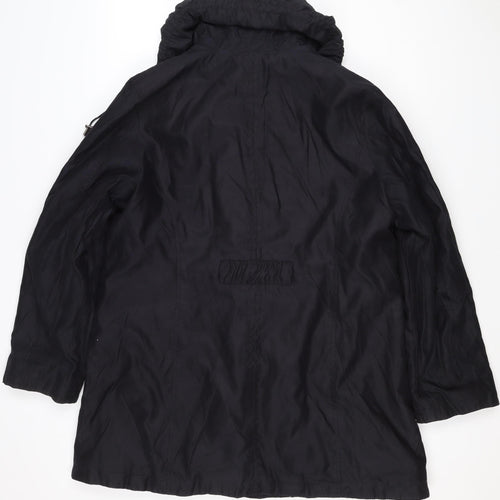 Per Una Women’s Black L Hooded Long Ruffle Zip Jacket
