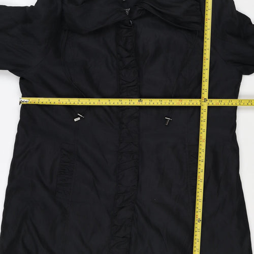 Per Una Women’s Black L Hooded Long Ruffle Zip Jacket