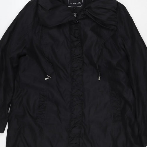 Per Una Women’s Black L Hooded Long Ruffle Zip Jacket