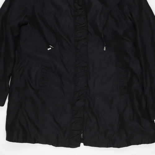 Per Una Women’s Black L Hooded Long Ruffle Zip Jacket