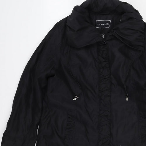 Per Una Women’s Black L Hooded Long Ruffle Zip Jacket