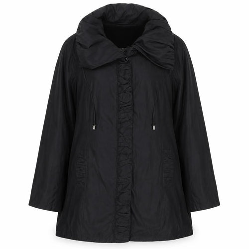 Per Una Women’s Black L Hooded Long Ruffle Zip Jacket