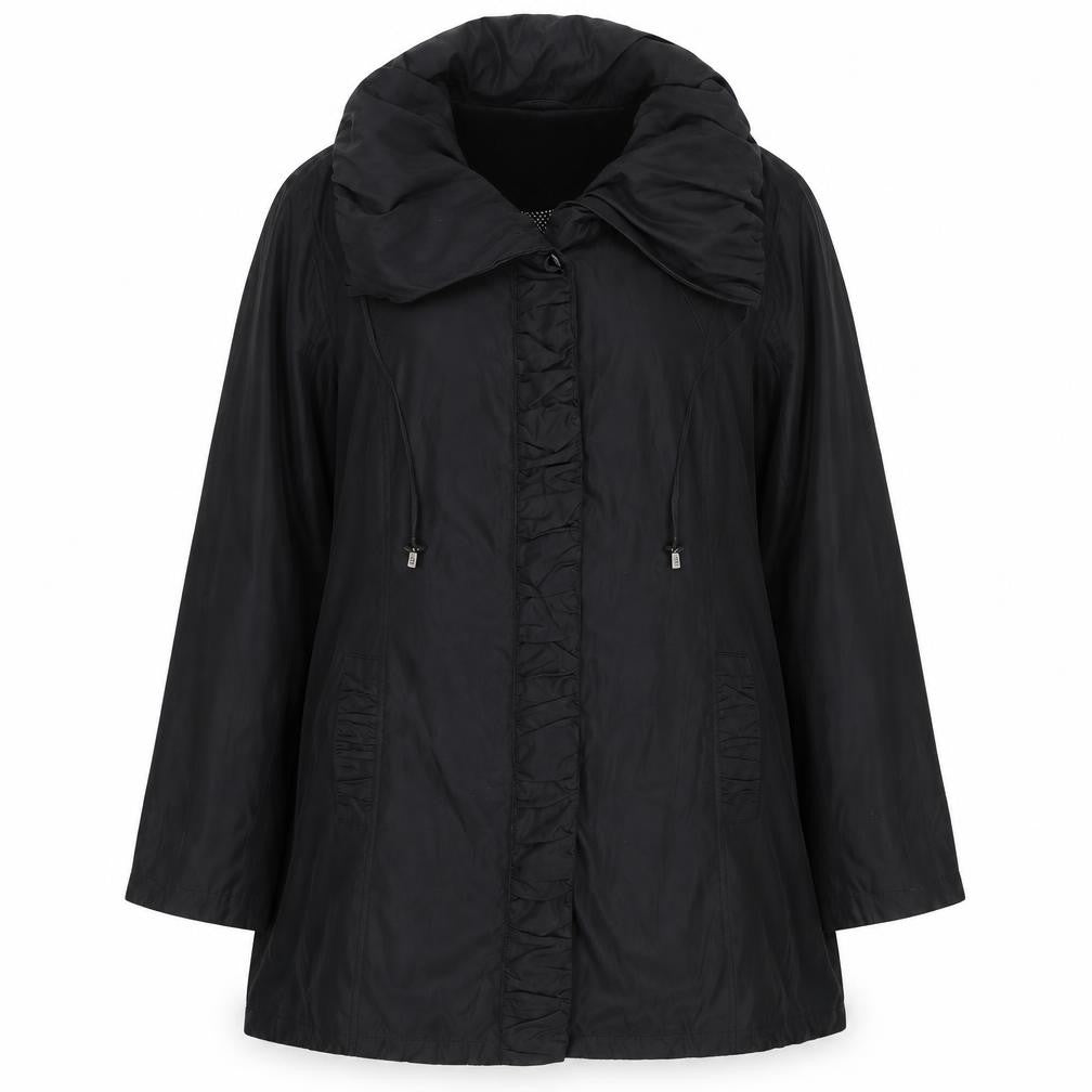 Per Una Women’s Black L Hooded Long Ruffle Zip Jacket
