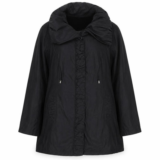 Per Una Women’s Black L Hooded Long Ruffle Zip Jacket