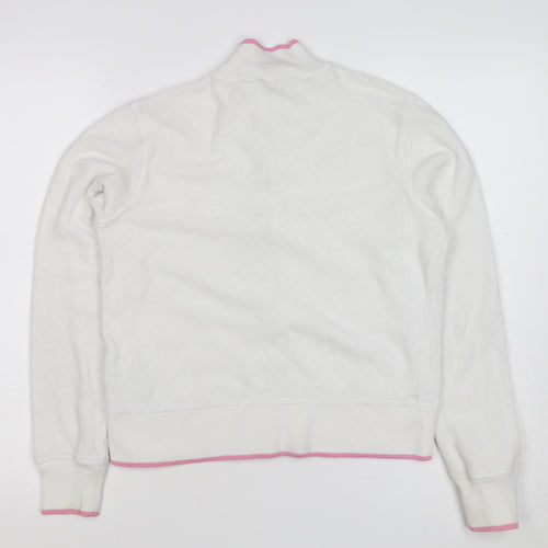 Ralph Lauren Women White Pink M Full Zip Logo Sweatshirt