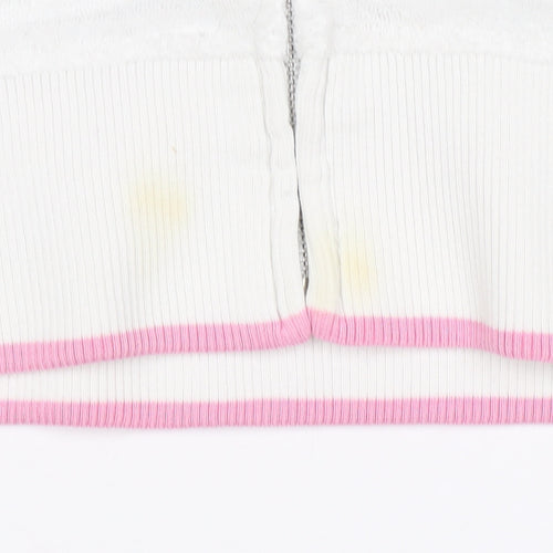 Ralph Lauren Women White Pink M Full Zip Logo Sweatshirt