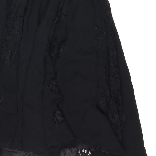 Topshop Women Black UK 10 Silk Lace Floral Fit & Flare Dress