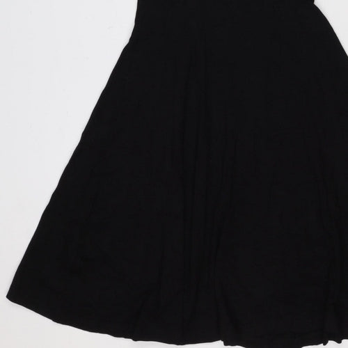 ASOS Women Black UK 10 Fit & Flare Pleated Long Sleeve Dress