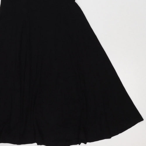 ASOS Women Black UK 10 Fit & Flare Pleated Long Sleeve Dress