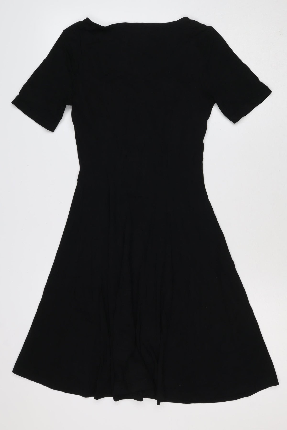 ASOS Women Black UK 10 Fit & Flare Pleated Long Sleeve Dress