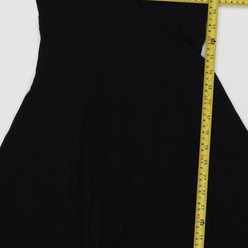 ASOS Women Black UK 10 Fit & Flare Pleated Long Sleeve Dress
