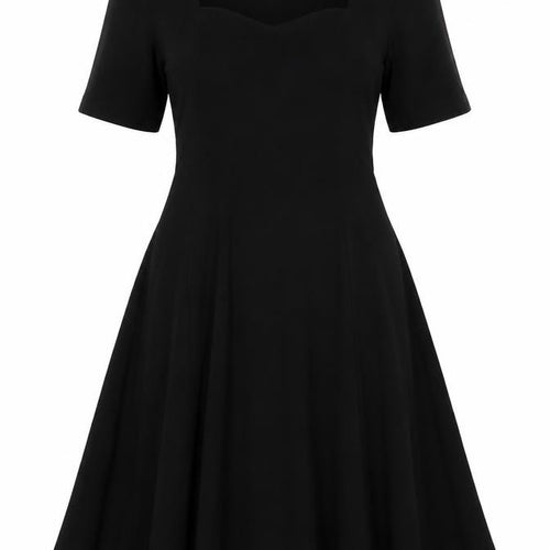 ASOS Women Black UK 10 Fit & Flare Pleated Long Sleeve Dress