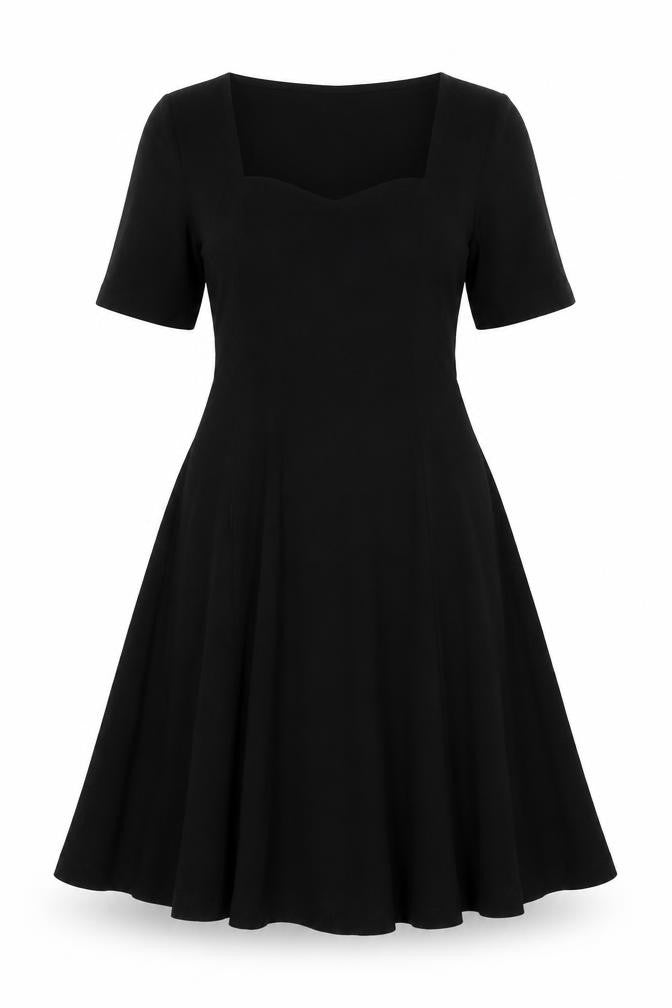 ASOS Women Black UK 10 Fit & Flare Pleated Long Sleeve Dress