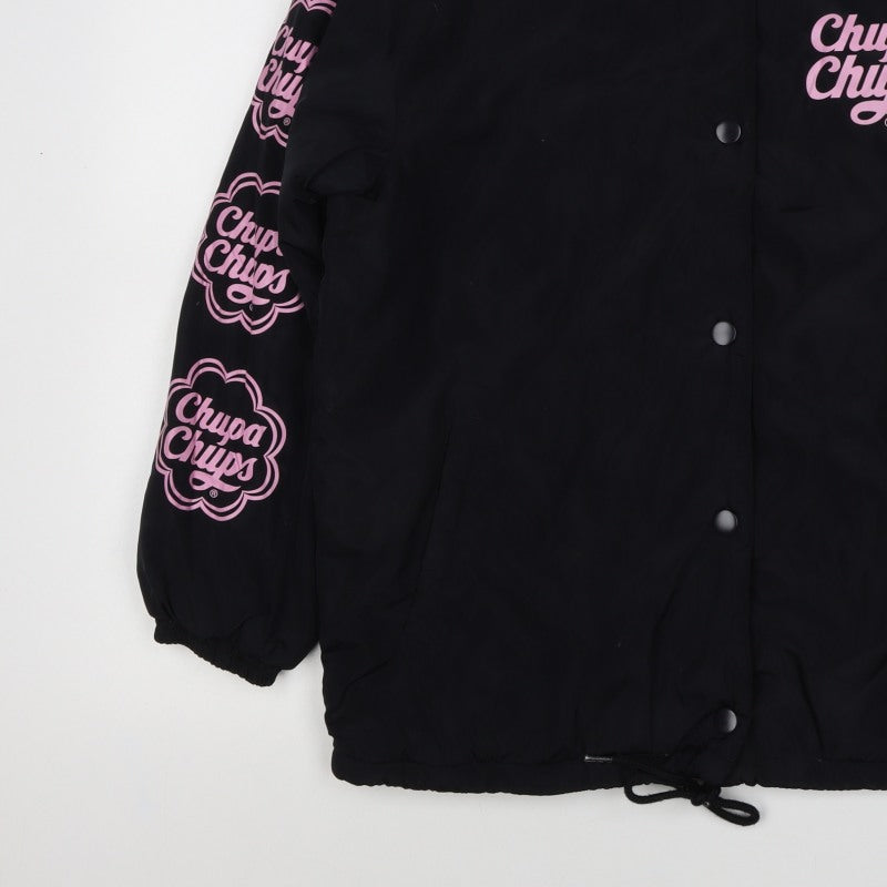 Chupa Chups Women’s Black Pink Logo Padded Jacket M Retro