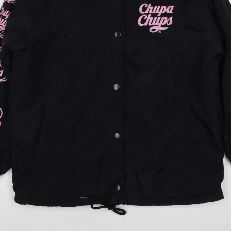 Chupa Chups Women’s Black Pink Logo Padded Jacket M Retro