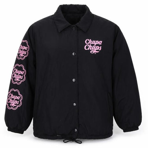 Chupa Chups Women’s Black Pink Logo Padded Jacket M Retro