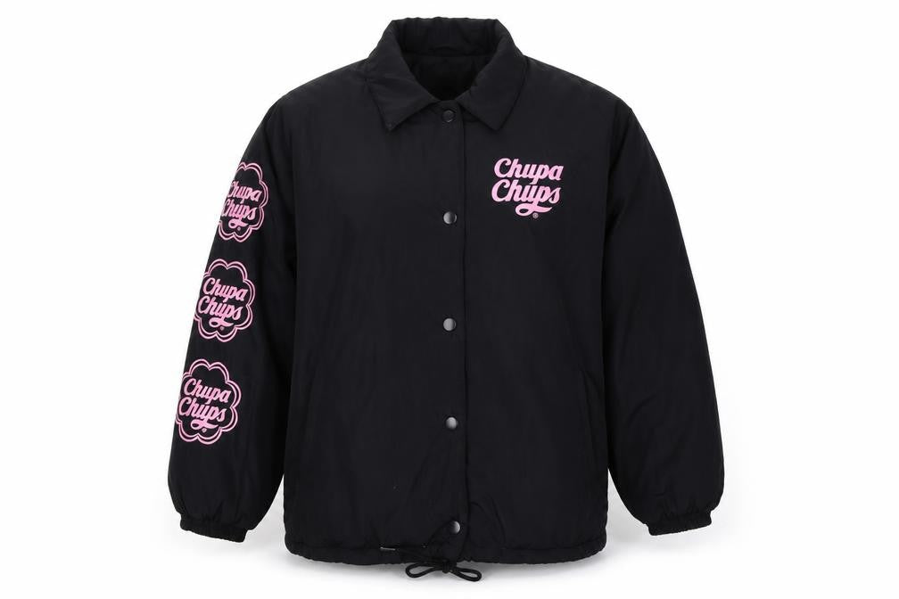 Chupa Chups Women’s Black Pink Logo Padded Jacket M Retro