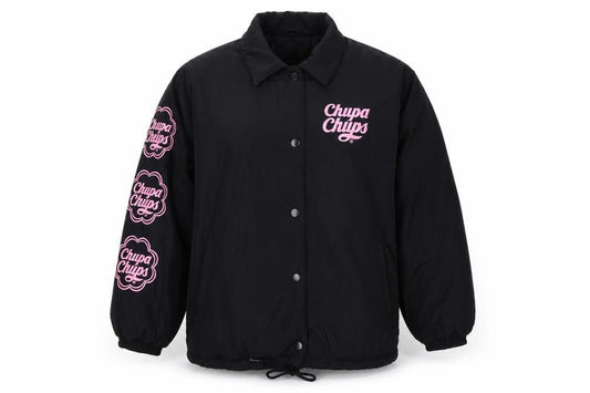 Chupa Chups Women’s Black Pink Logo Padded Jacket M Retro