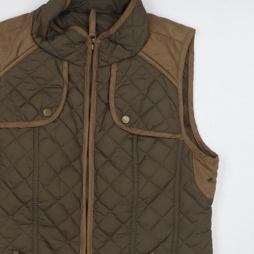 Atmosphere Women Green UK 12 Quilted Padded Gilet Waistcoat Full Zip