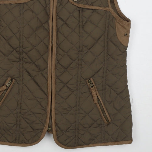 Atmosphere Women Green UK 12 Quilted Padded Gilet Waistcoat Full Zip
