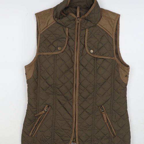 Atmosphere Women Green UK 12 Quilted Padded Gilet Waistcoat Full Zip