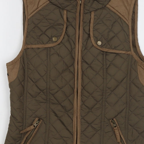 Atmosphere Women Green UK 12 Quilted Padded Gilet Waistcoat Full Zip