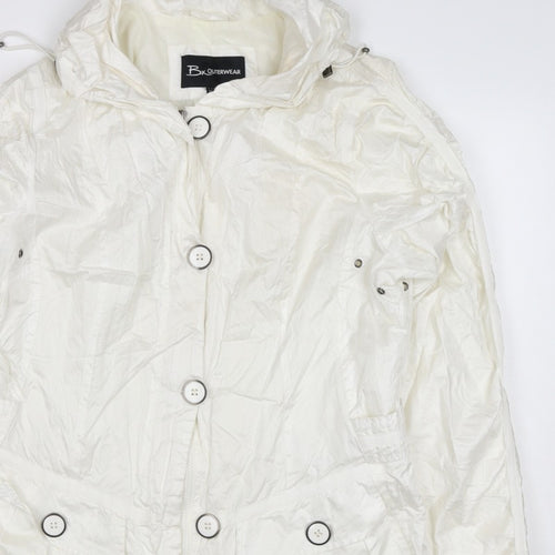Brandtex Women White UK 12 Hooded Parka Jacket Lightweight