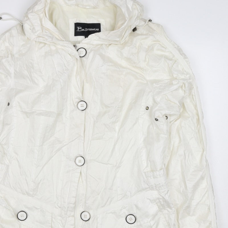 Brandtex Women White UK 12 Hooded Parka Jacket Lightweight