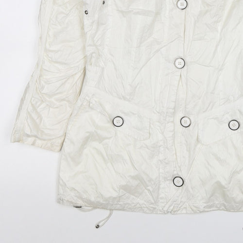 Brandtex Women White UK 12 Hooded Parka Jacket Lightweight