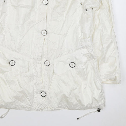 Brandtex Women White UK 12 Hooded Parka Jacket Lightweight