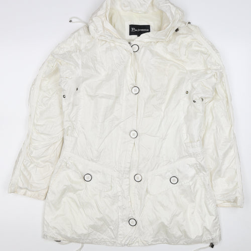 Brandtex Women White UK 12 Hooded Parka Jacket Lightweight
