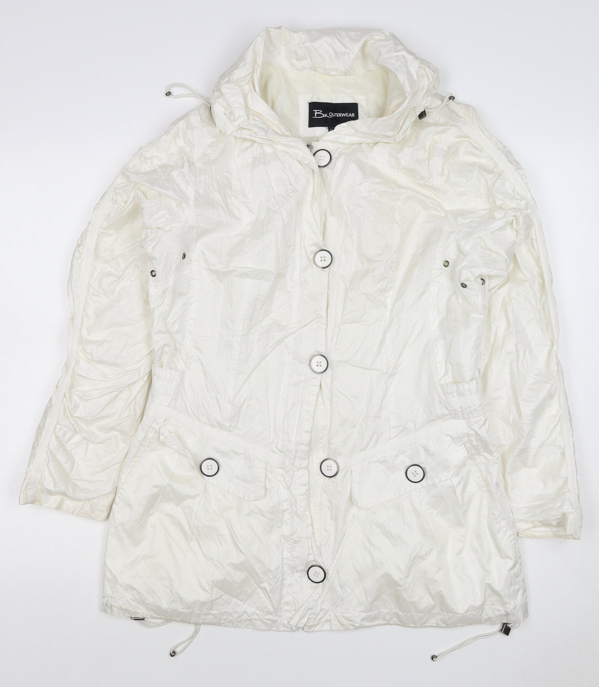 Brandtex Women White UK 12 Hooded Parka Jacket Lightweight