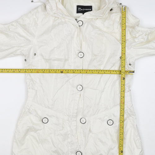 Brandtex Women White UK 12 Hooded Parka Jacket Lightweight
