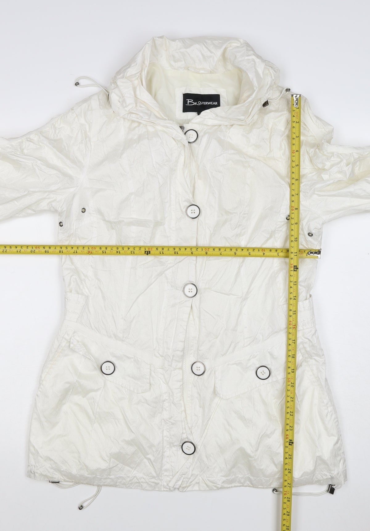 Brandtex Women White UK 12 Hooded Parka Jacket Lightweight