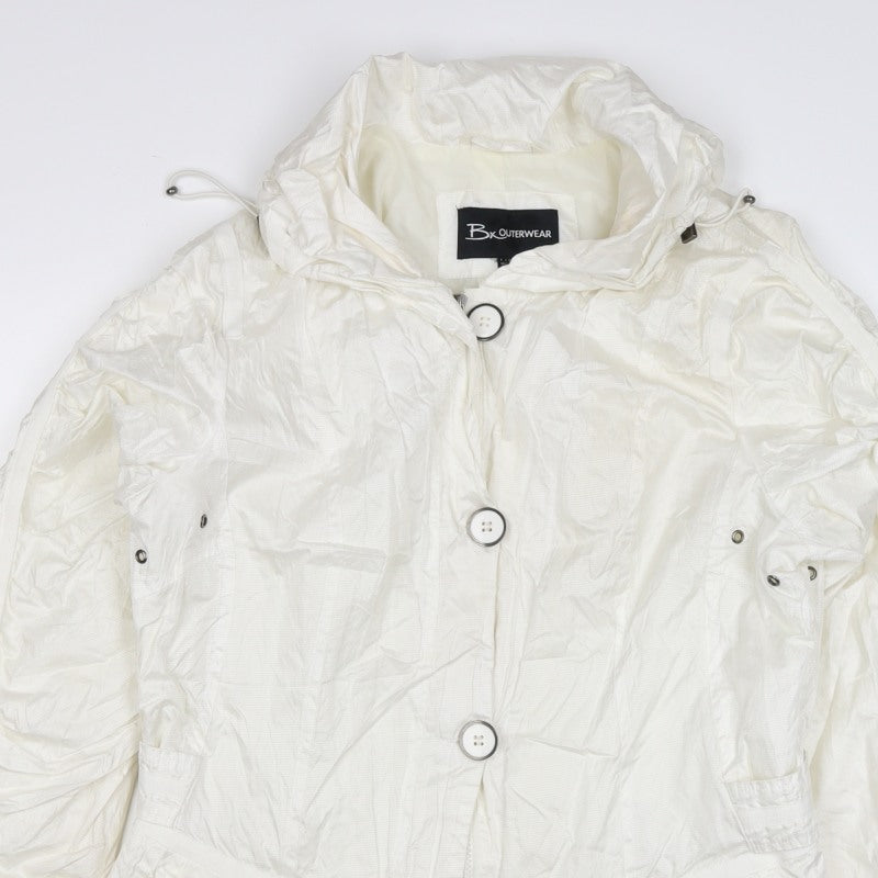 Brandtex Women White UK 12 Hooded Parka Jacket Lightweight
