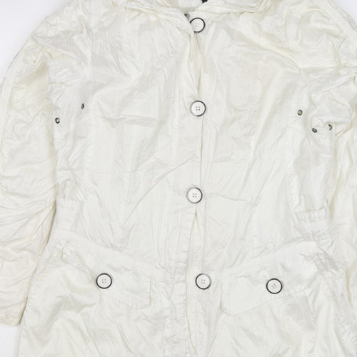 Brandtex Women White UK 12 Hooded Parka Jacket Lightweight