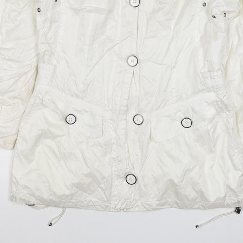 Brandtex Women White UK 12 Hooded Parka Jacket Lightweight