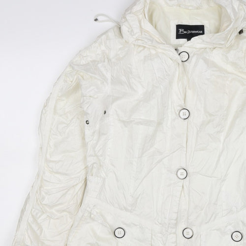 Brandtex Women White UK 12 Hooded Parka Jacket Lightweight