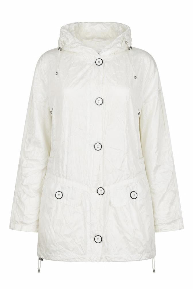 Brandtex Women White UK 12 Hooded Parka Jacket Lightweight