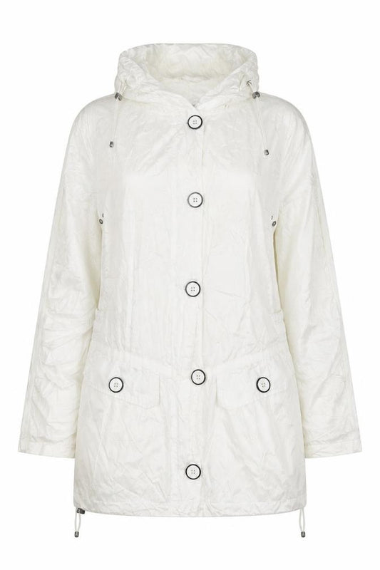 Brandtex Women White UK 12 Hooded Parka Jacket Lightweight