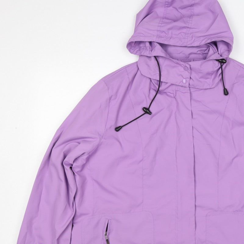 Damart Women’s Purple UK 18 Hooded Rain Jacket Zip Pockets