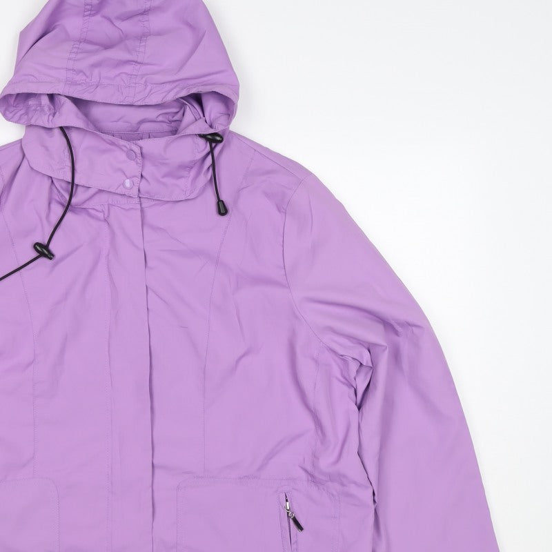 Damart Women’s Purple UK 18 Hooded Rain Jacket Zip Pockets