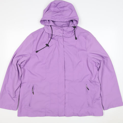 Damart Women’s Purple UK 18 Hooded Rain Jacket Zip Pockets
