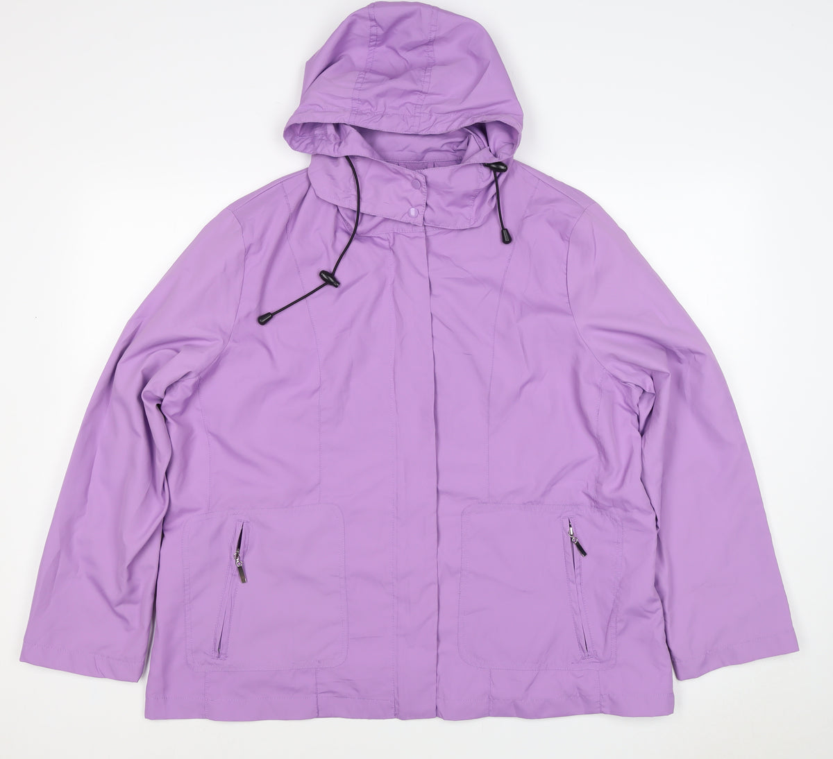 Damart Women’s Purple UK 18 Hooded Rain Jacket Zip Pockets