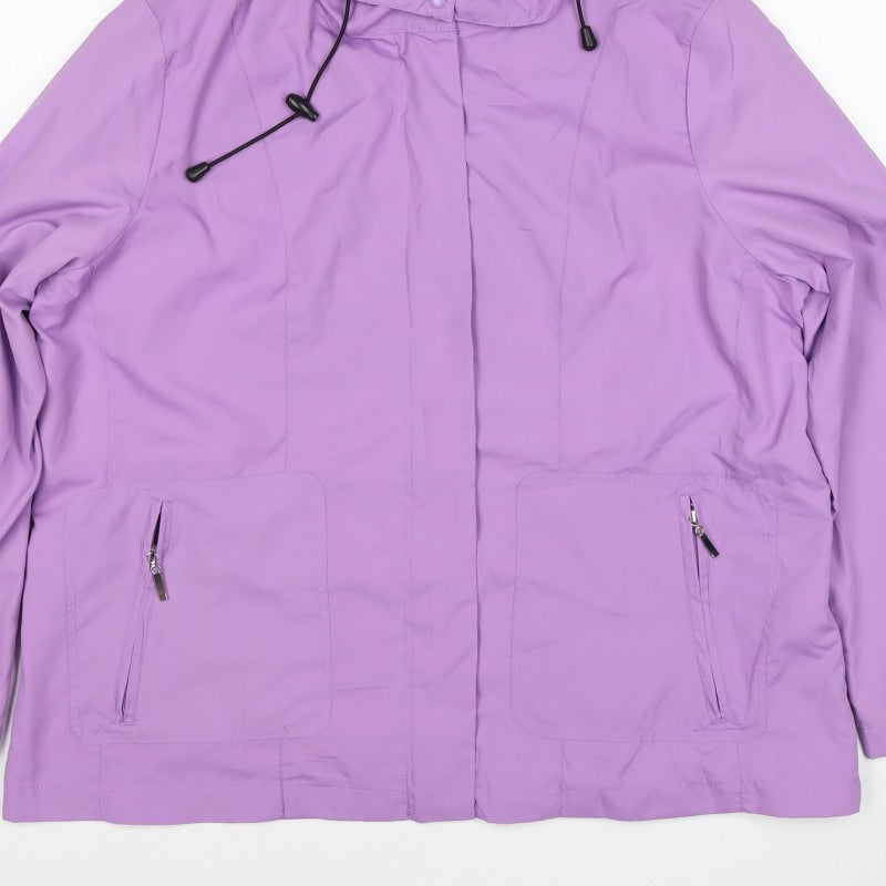 Damart Women’s Purple UK 18 Hooded Rain Jacket Zip Pockets