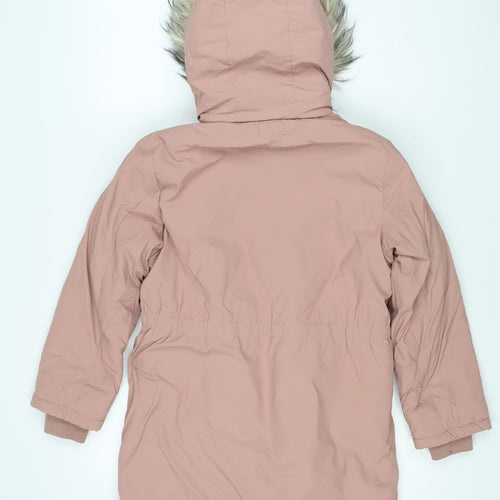 Next Girls Pink 9 Years Faux Fur Hooded Padded Parka Coat