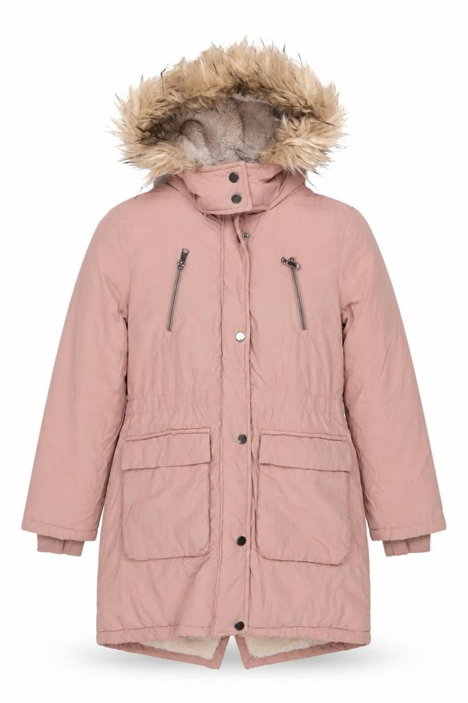 Next Girls Pink 9 Years Faux Fur Hooded Padded Parka Coat
