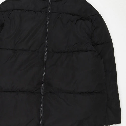 ASOS DESIGN Women’s Black S Puffer Jacket Long Quilted Logo