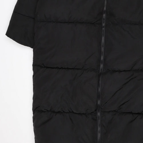 ASOS DESIGN Women’s Black S Puffer Jacket Long Quilted Logo