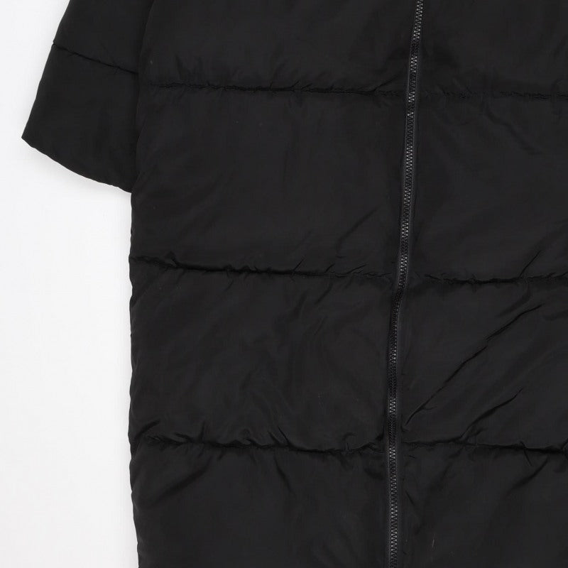 ASOS DESIGN Women’s Black S Puffer Jacket Long Quilted Logo